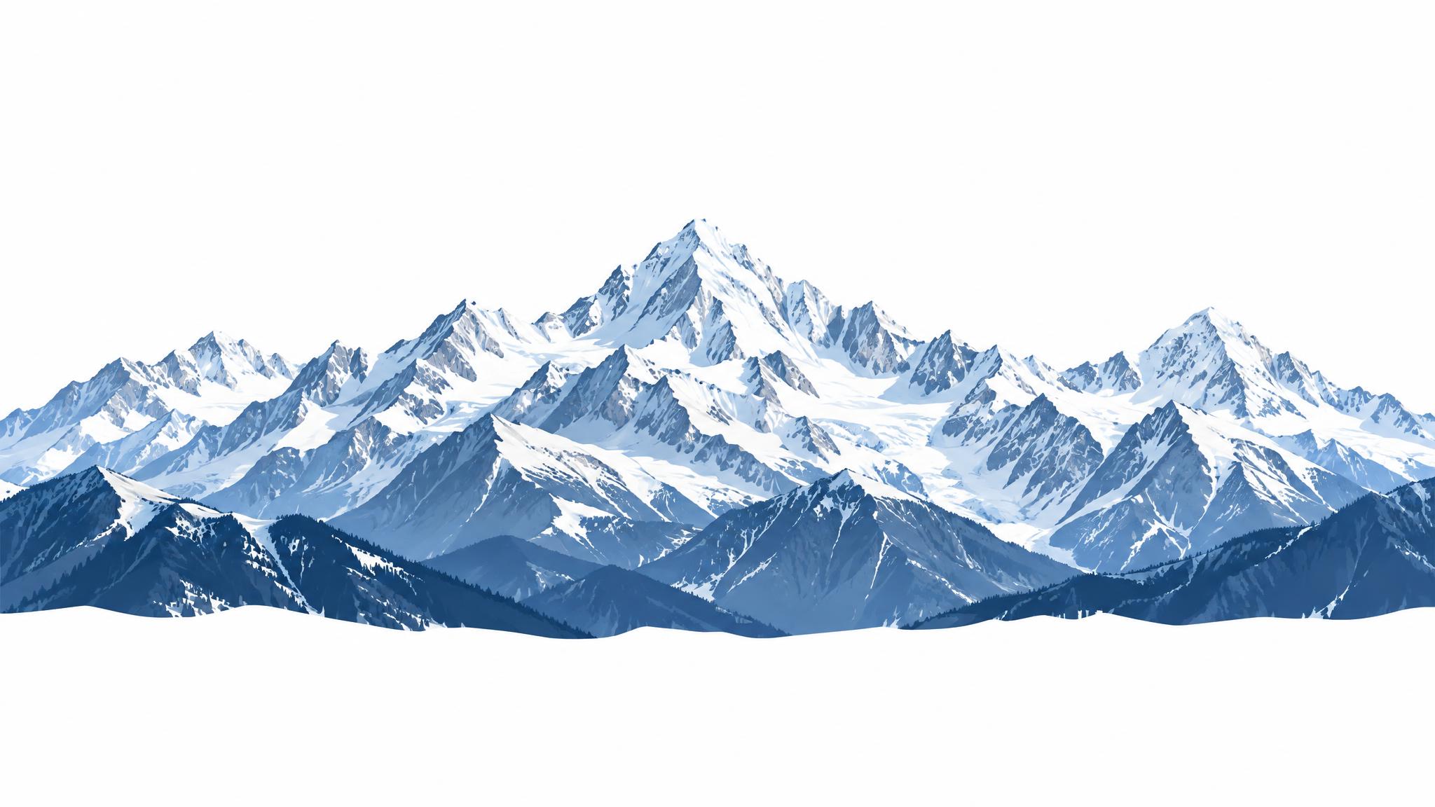 白马雪山全景矢量图形，香格里拉地标，完整雪山山脉全景，连绵起伏… - 图片创意预览