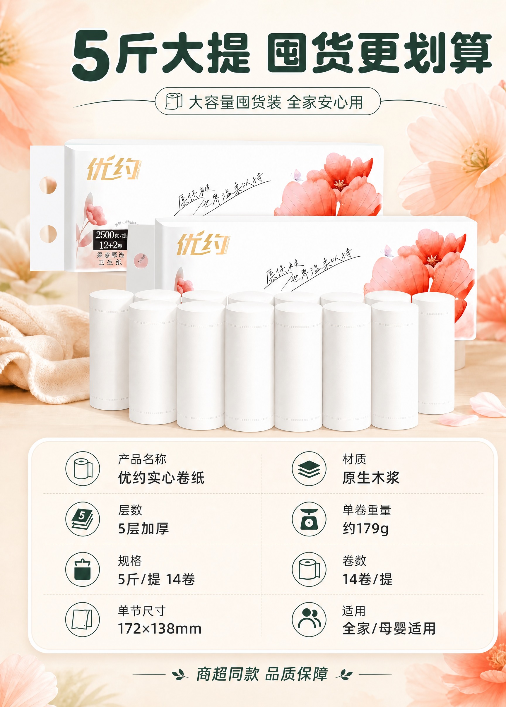 将画面中所有独立卷纸替换为瘦高型实心无芯卷纸（圆柱形，高大于直… - 图片创意预览