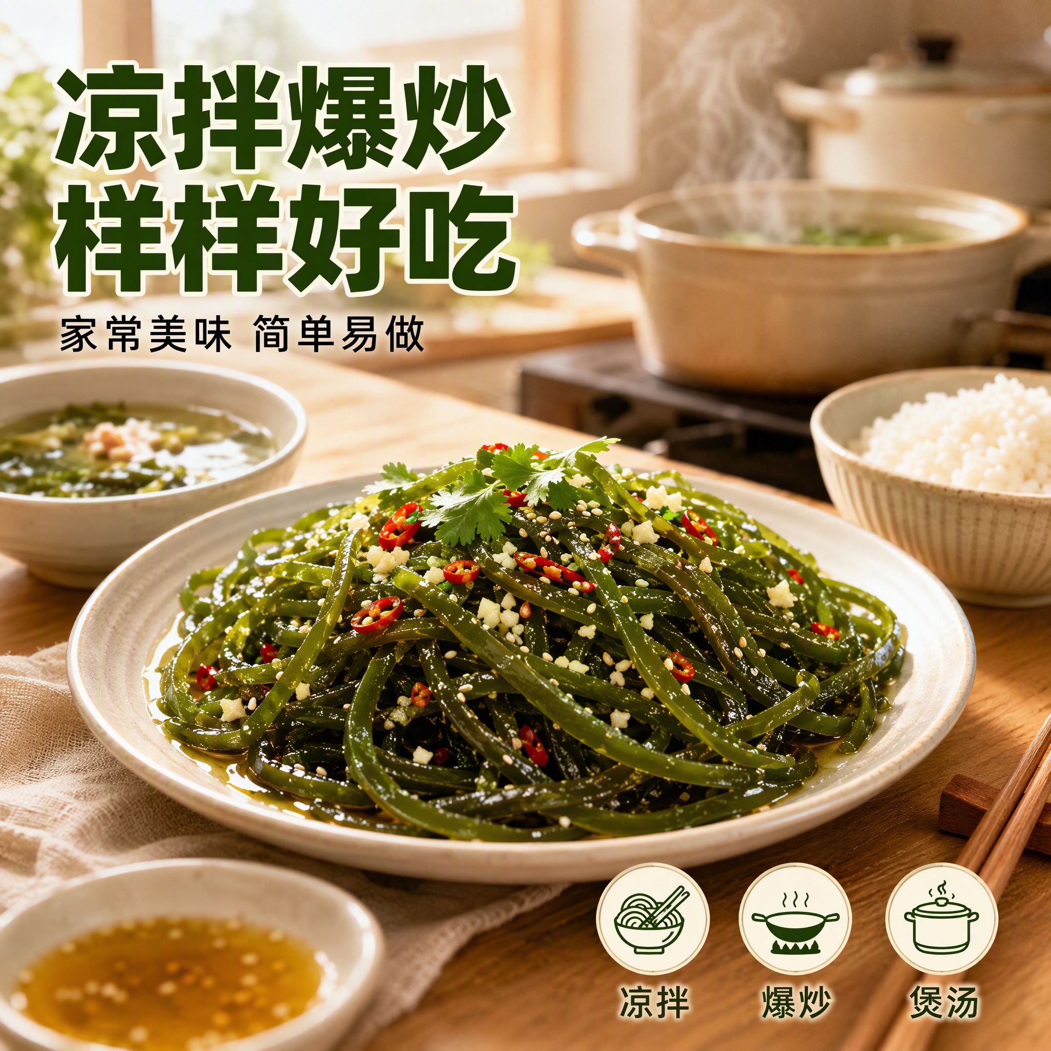 [主图-4] 盐渍海带丝 美食场景 食用方式主题。 [统一基调… - 图片创意预览