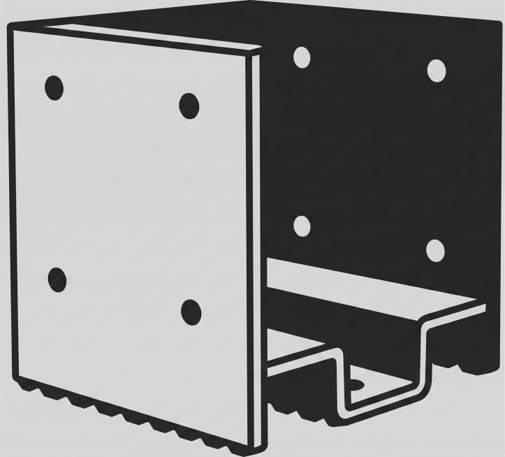 将该金属支架转换为简洁风格的图标，保留主体造型和孔洞特征，线条清晰，适配图标使用场景预览效果