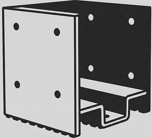 将该金属支架转换为简洁风格的图标，保留主体造型和孔洞特征，线条清晰，适配图标使用场景