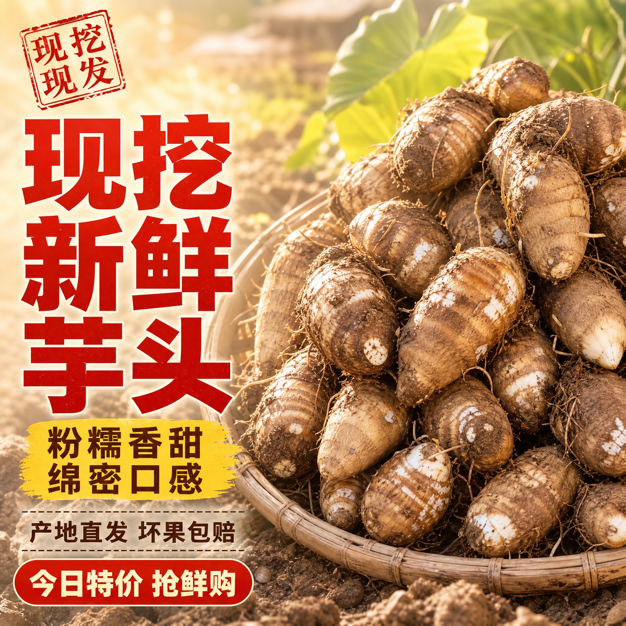 [主图-1] 首图点击率，主题：现挖新鲜芋头 粉糯香甜 产地直… - 图片创意预览