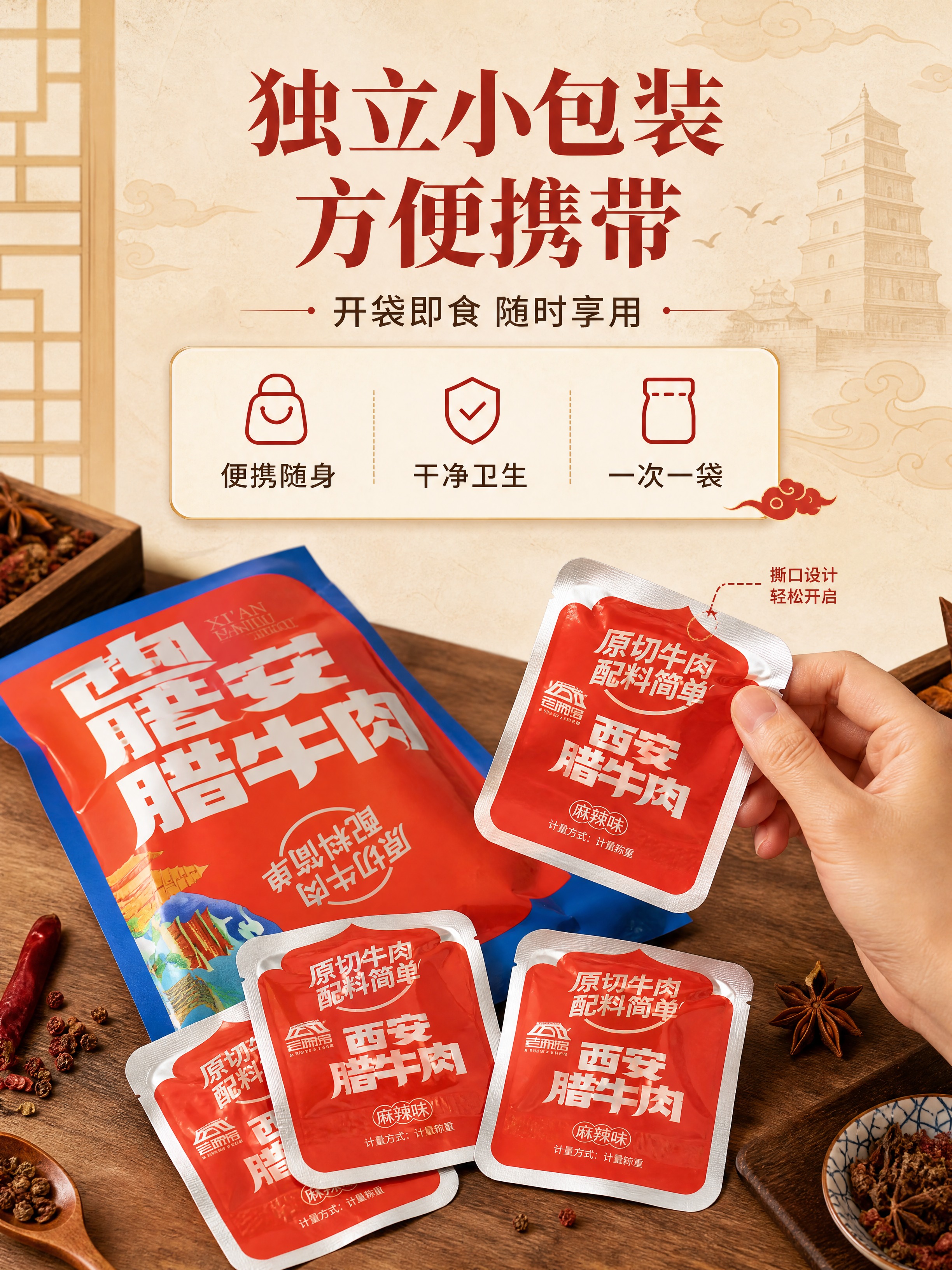 [商品] 使用【图2】西安腊牛肉独立小袋散袋图（4个独立小包装… - 图片创意预览