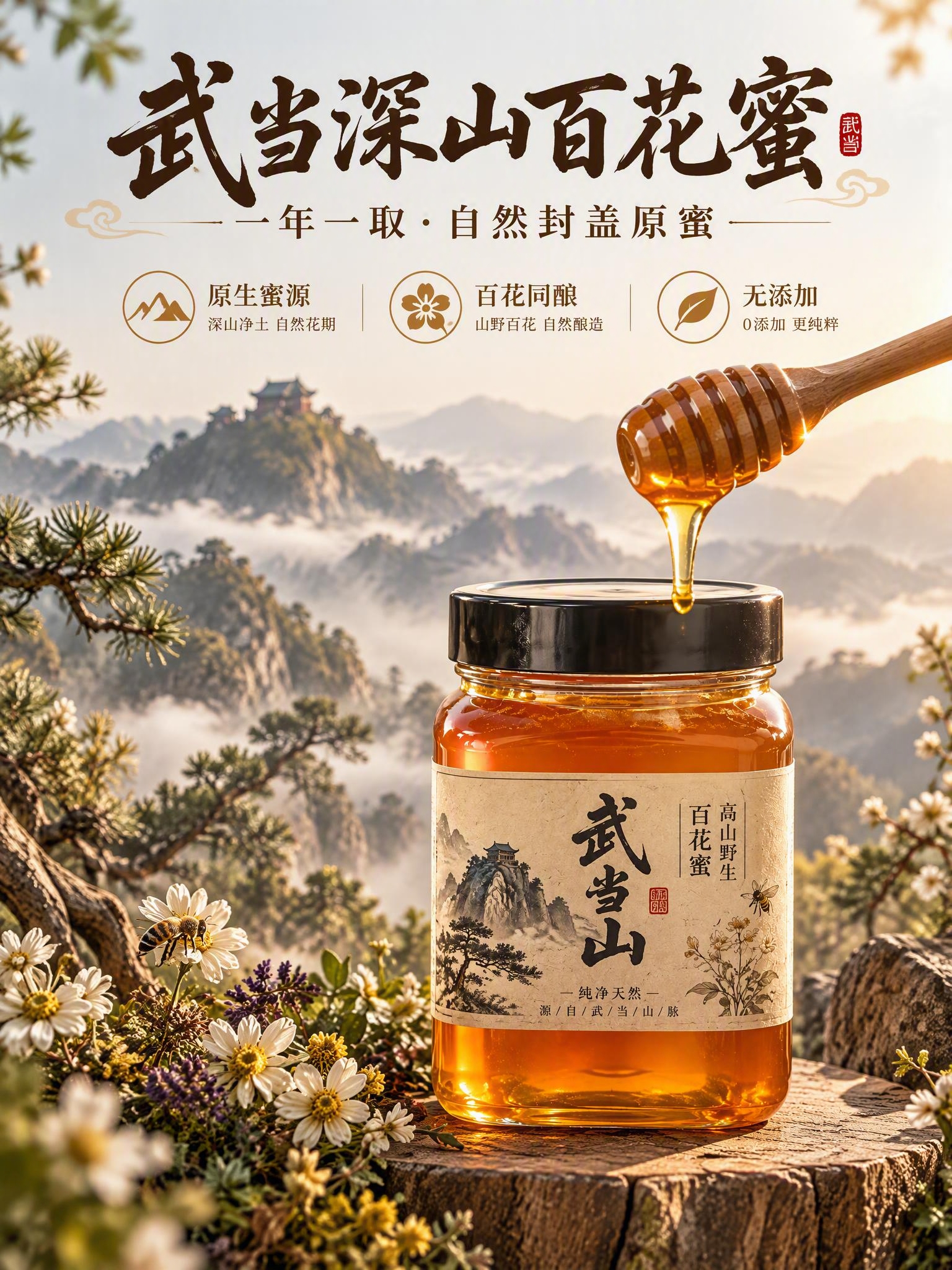 [商品] 使用参考蜂蜜罐产品图；保留方形玻璃罐、黑色旋盖、琥珀… - 图片创意预览
