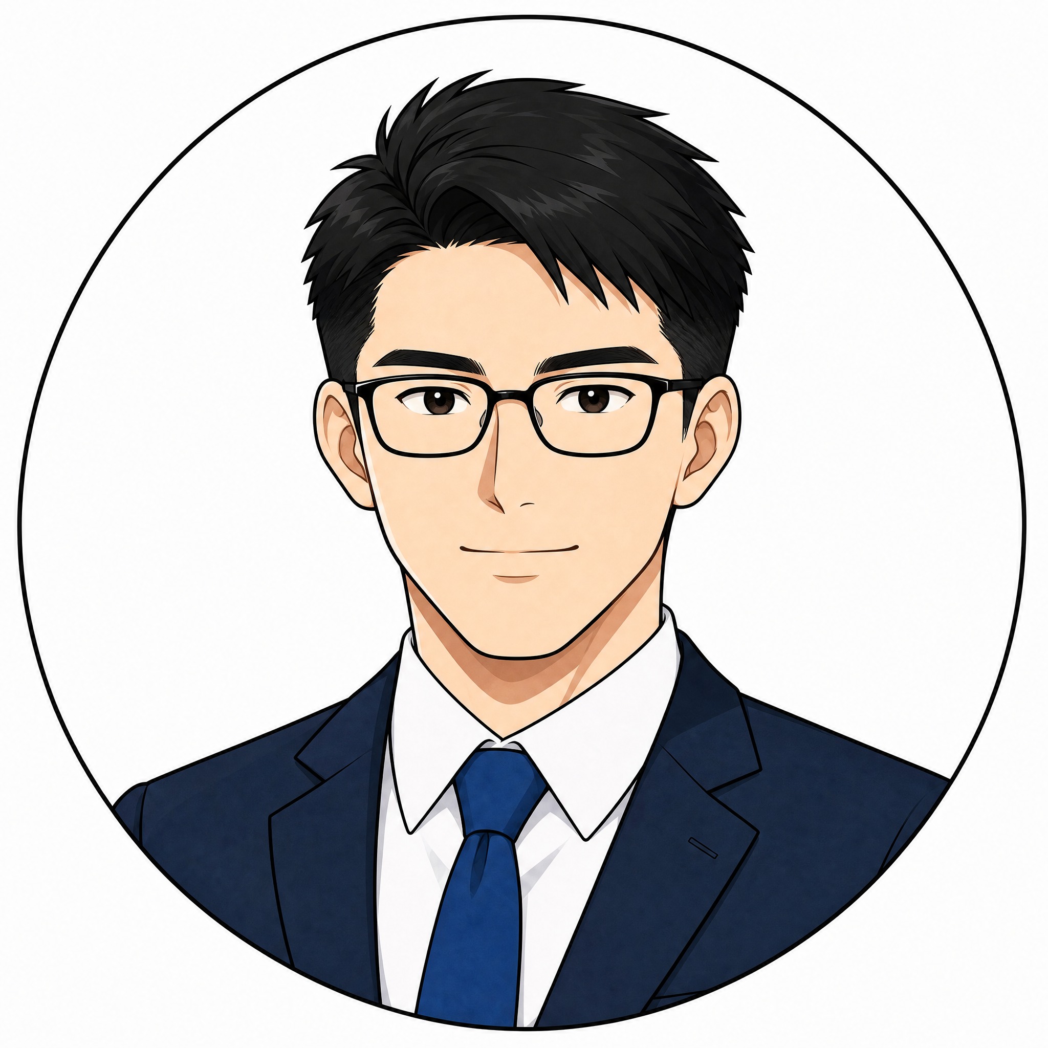 修改第一张人物头像，保持深蓝色西装、白衬衫、蓝领带不变。更改发… - 图片创意预览