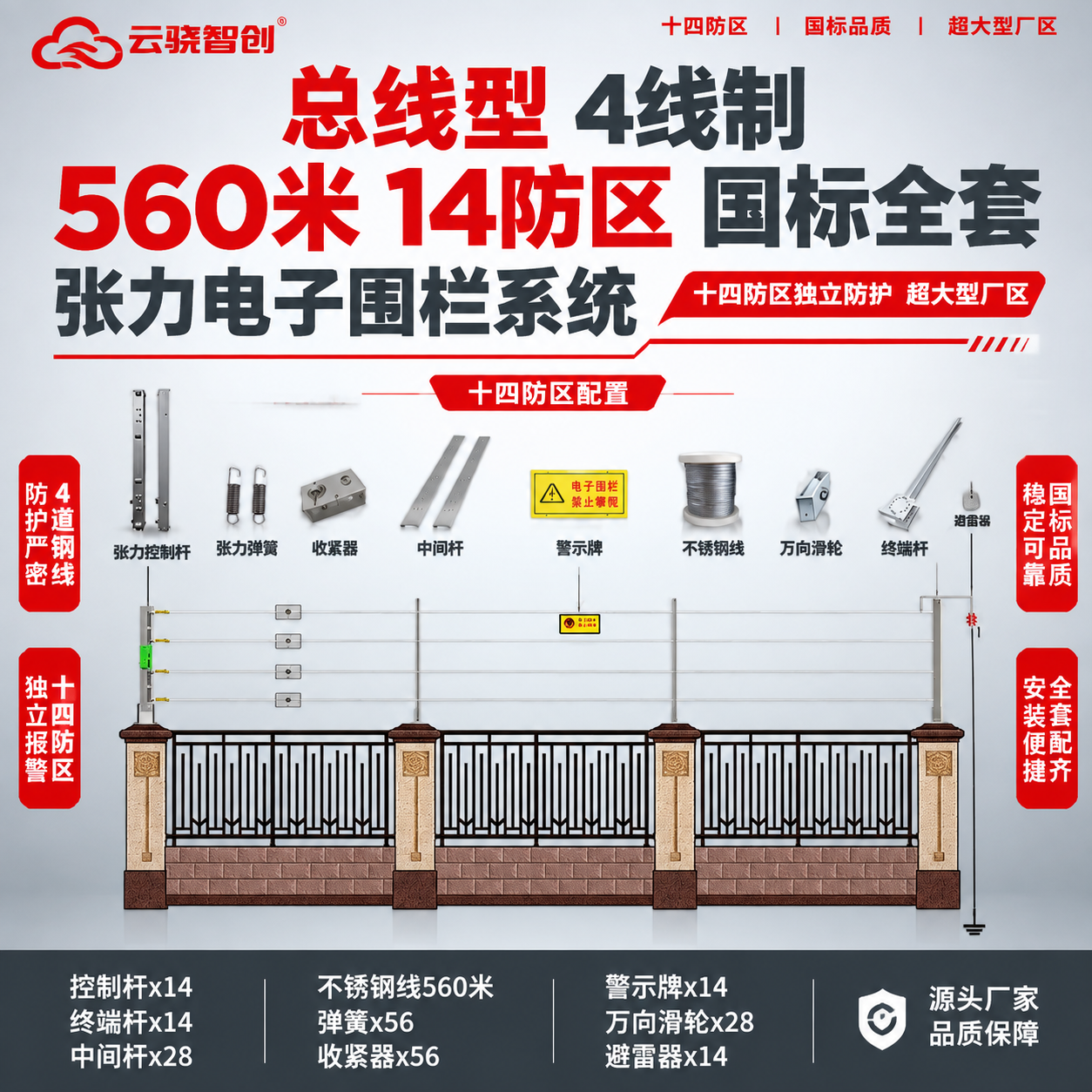 [单张主图] 商品名称：【总线型】4线制【560米14防区】国… - 图片创意预览