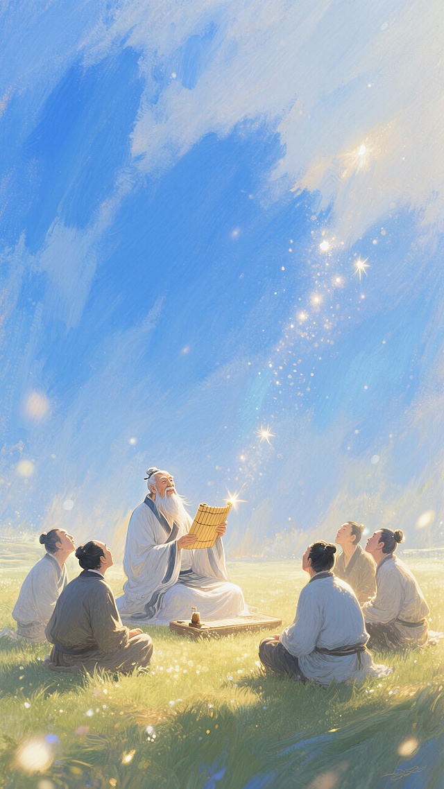 最早的教书育人，老子跟弟子坐在草地上侃侃而谈