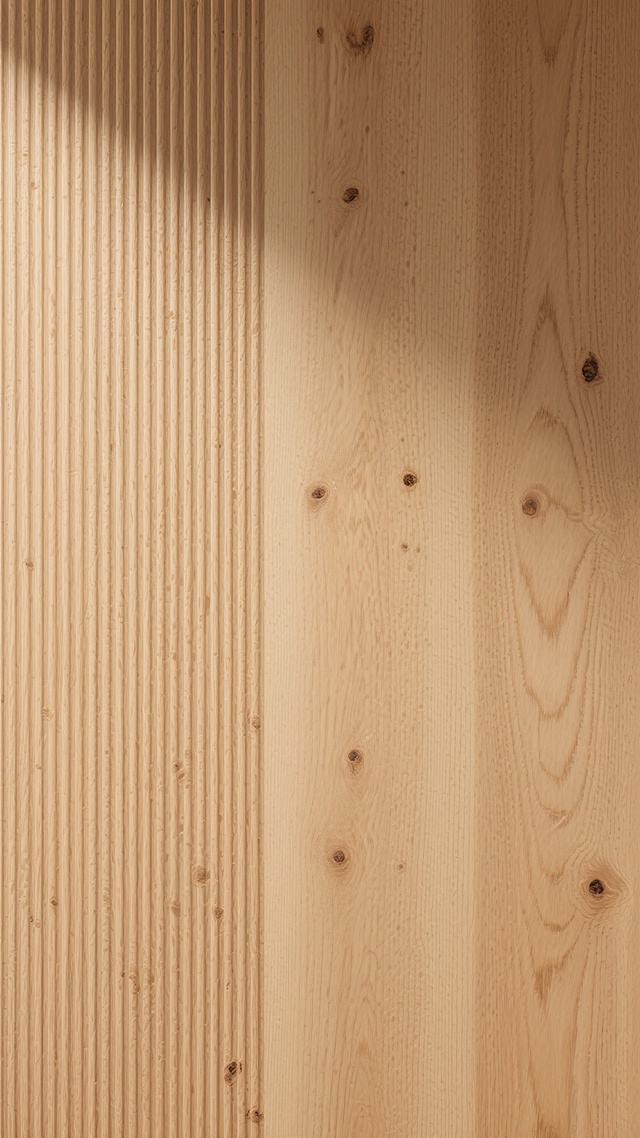 一张具有高度写实质感的木纹材质贴图，整体呈现为均匀分布的垂直纹理走向，色调调整为温暖的浅橡木色，纹理细节丰富，包含清晰可见的细小木节、深浅不一的矿物线以及细腻的毛孔，表面带有轻微的哑光光泽，光线从左上方柔和照射，形成自然的明暗过渡和细微的阴影变化，整体营造出质朴而精致的自然木材氛围，适合作为家具或装饰面板的材质展示。