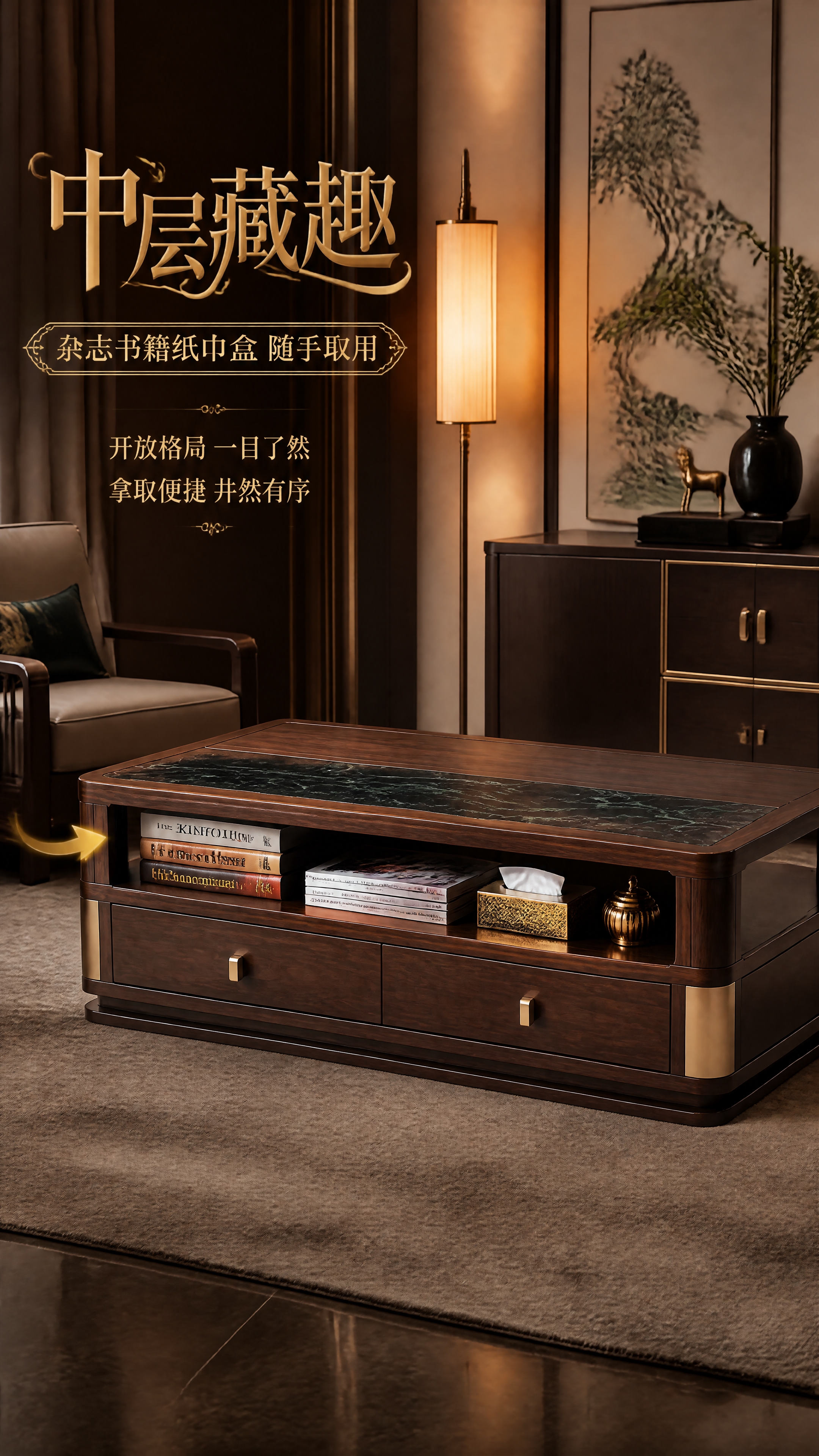 [第4张] 中层置物层场景页-中层镂空层收纳展示。本张使用【图… - 图片创意预览