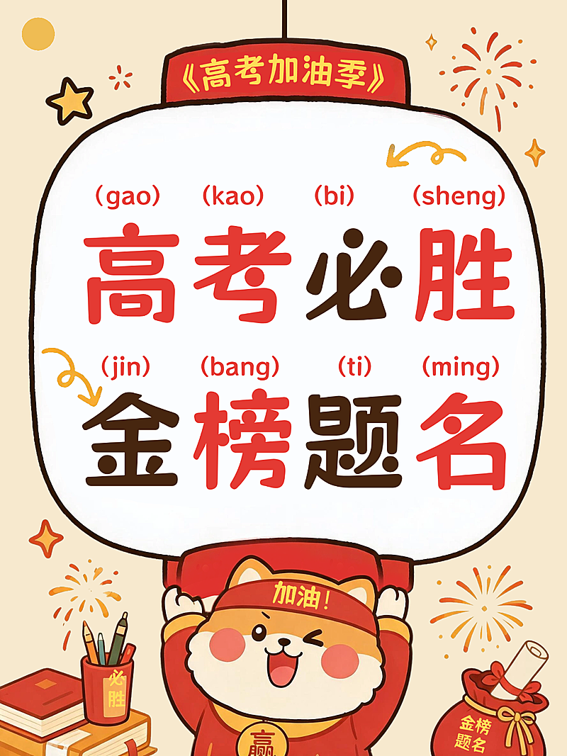 高考祝福高考必胜国潮风插画通用小红书封面