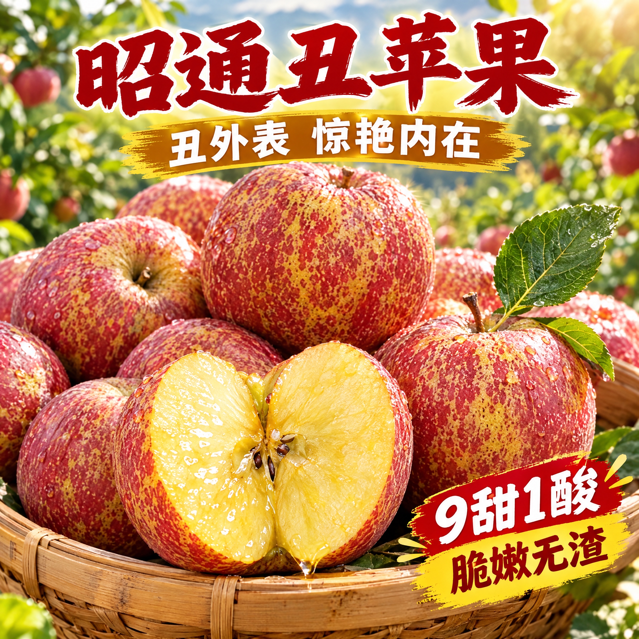 [主图-1] 首图/点击率：昭通丑苹果爆款首图，主打“丑外表… - 图片创意预览