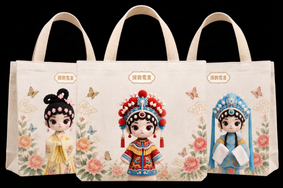 将每个IP形象单独一个帆布包，其他不变。预览效果