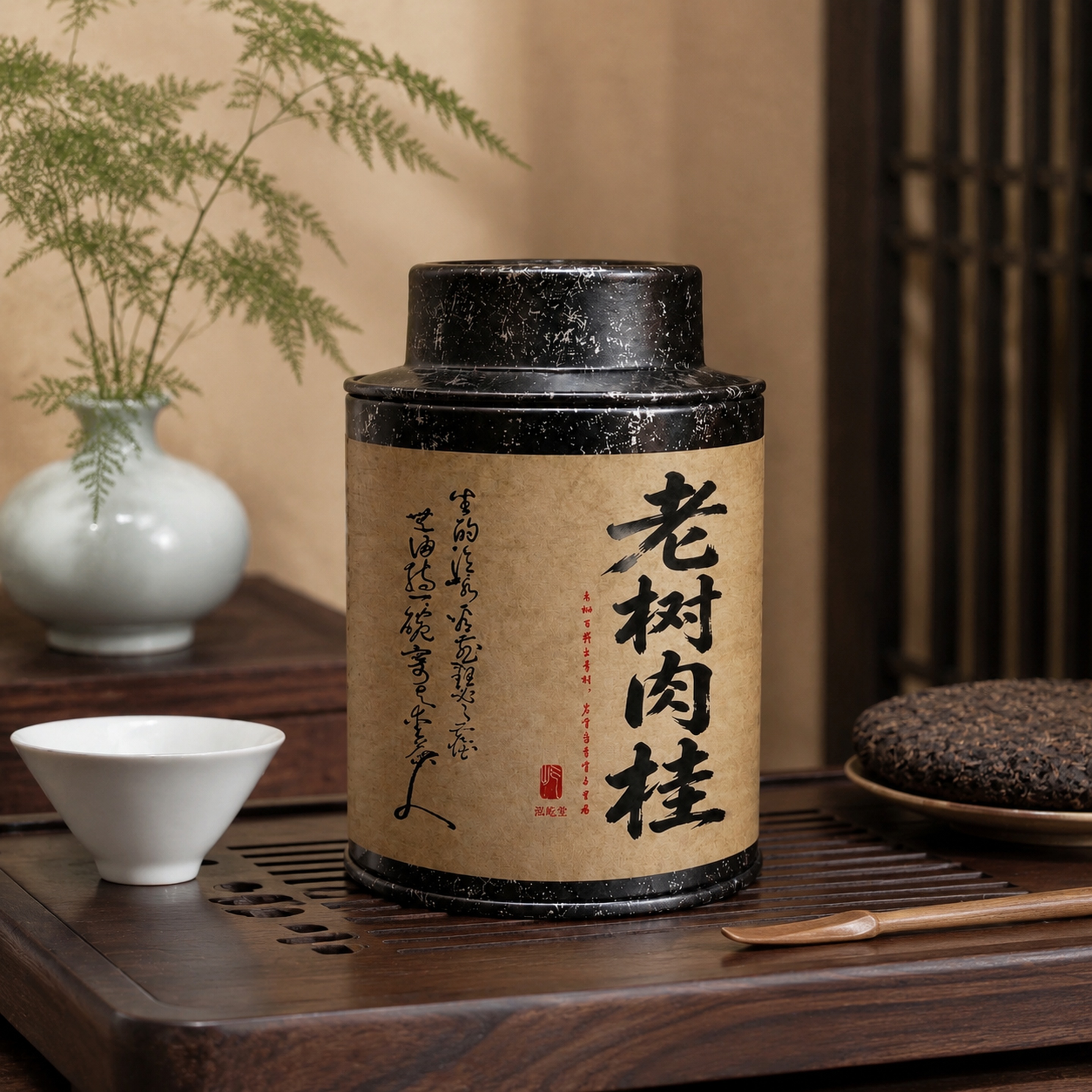 茶叶罐，严格参照上传产品图，完整保留所有可见组件、部件、轮廓形… - 图片创意预览