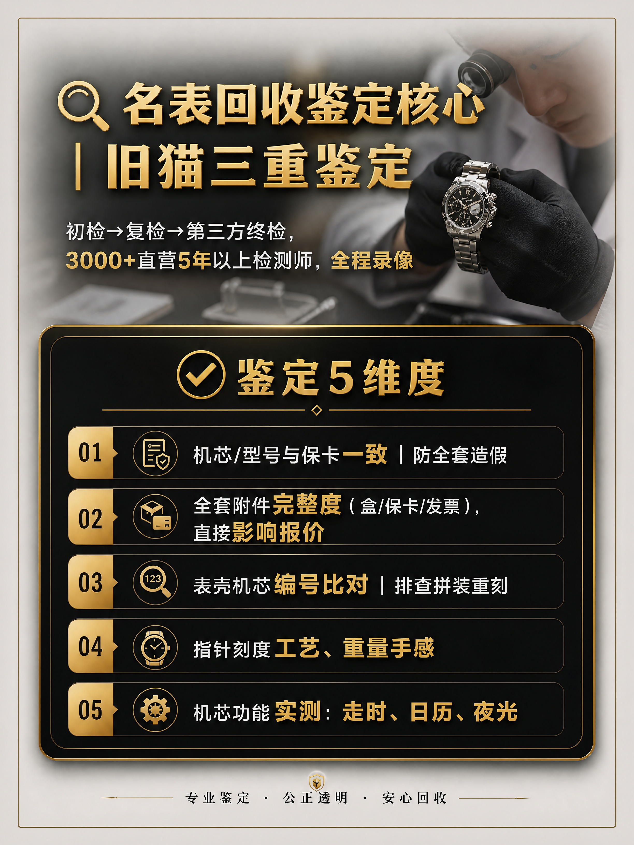 抖音图文内页，竖版3:4，浅灰底，黑金轻奢风，背景有检测师验表… - 图片创意预览
