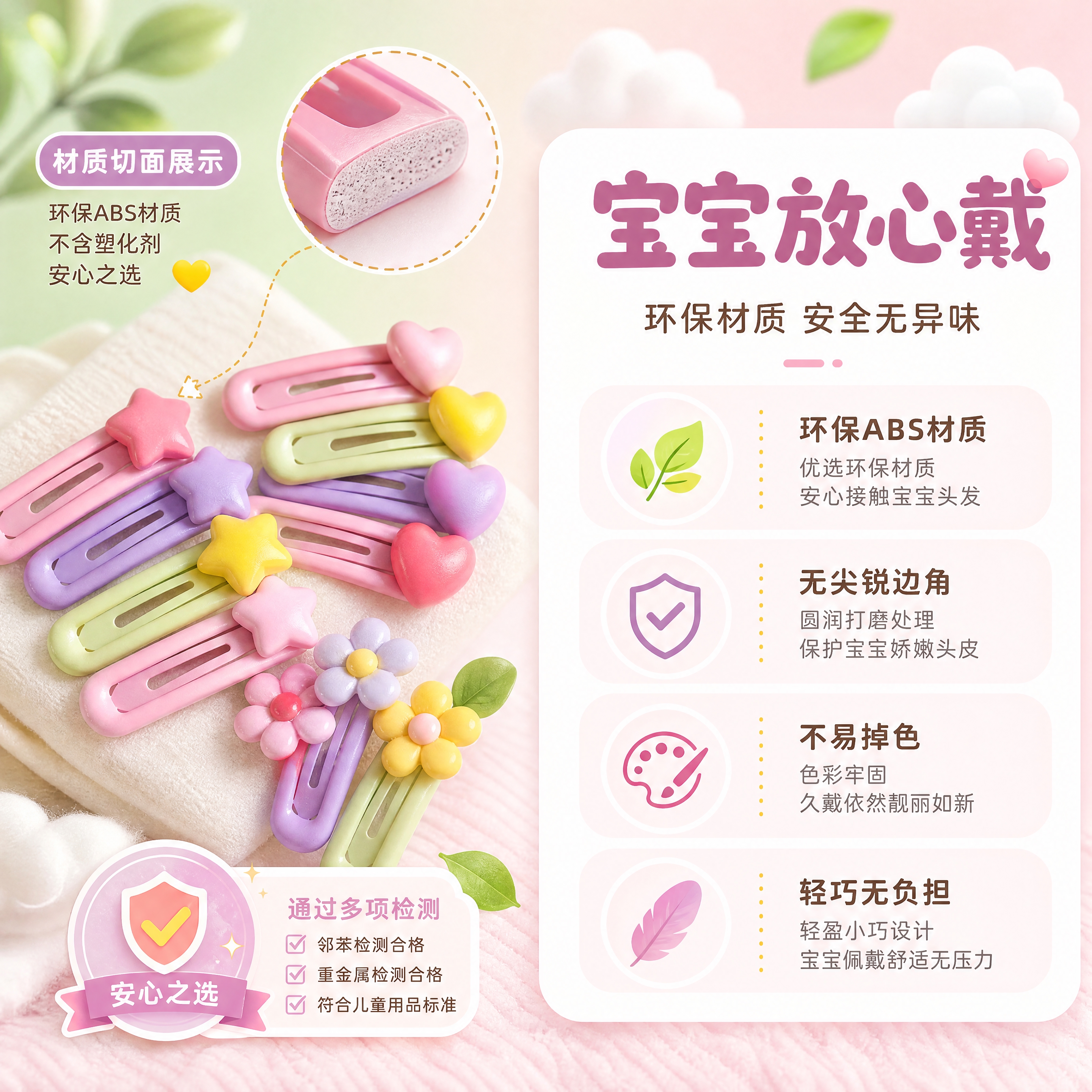 [商品] 使用【图1】儿童BB夹；保留环保塑料材质、磨砂表面、… - 图片创意预览