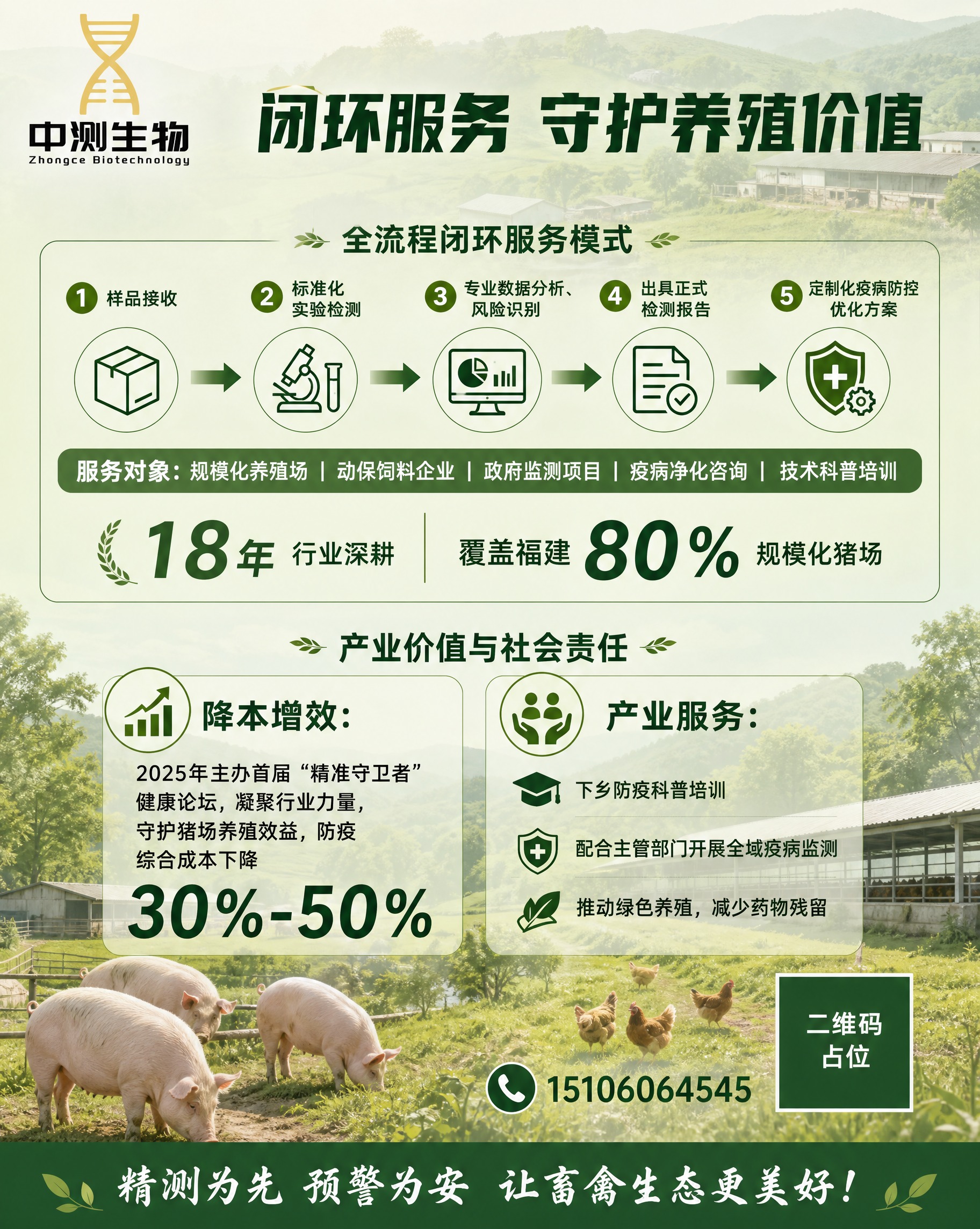 品牌主视觉竖版海报，田园写实风，温暖专业。背景为福建乡村养殖基… - 图片创意预览