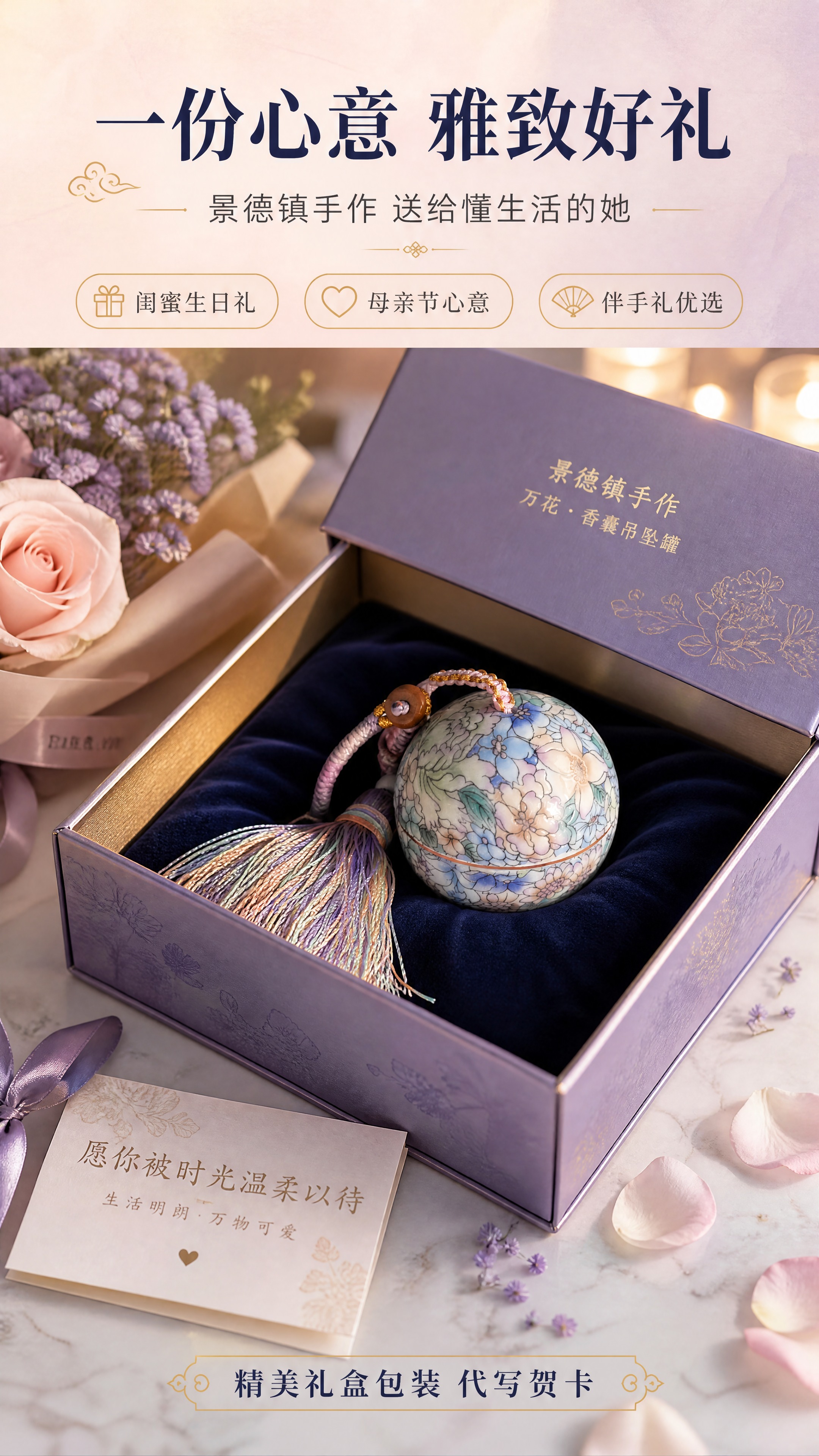 [商品] 使用【图1】景德镇手绘万花陶瓷香囊吊坠罐；保留球形罐… - 图片创意预览