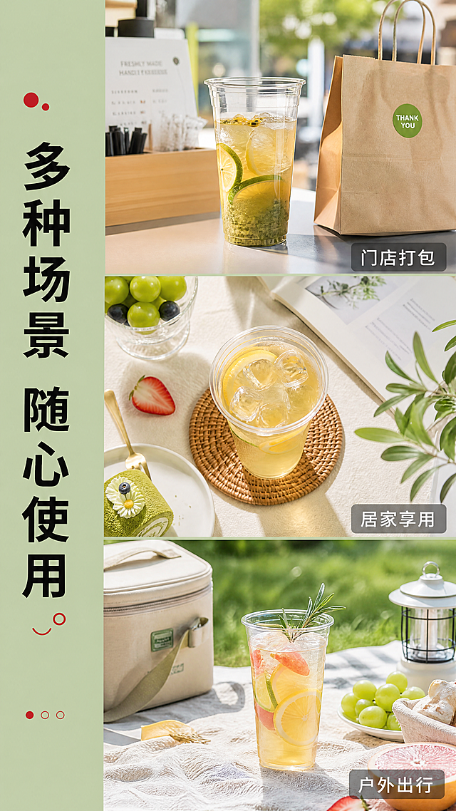 「图片1」「图片1」，生成一套详情页，商品名称为一次性冷饮杯，适配淘宝/天猫平台，单图比例为9:16，需求屏数为8张。