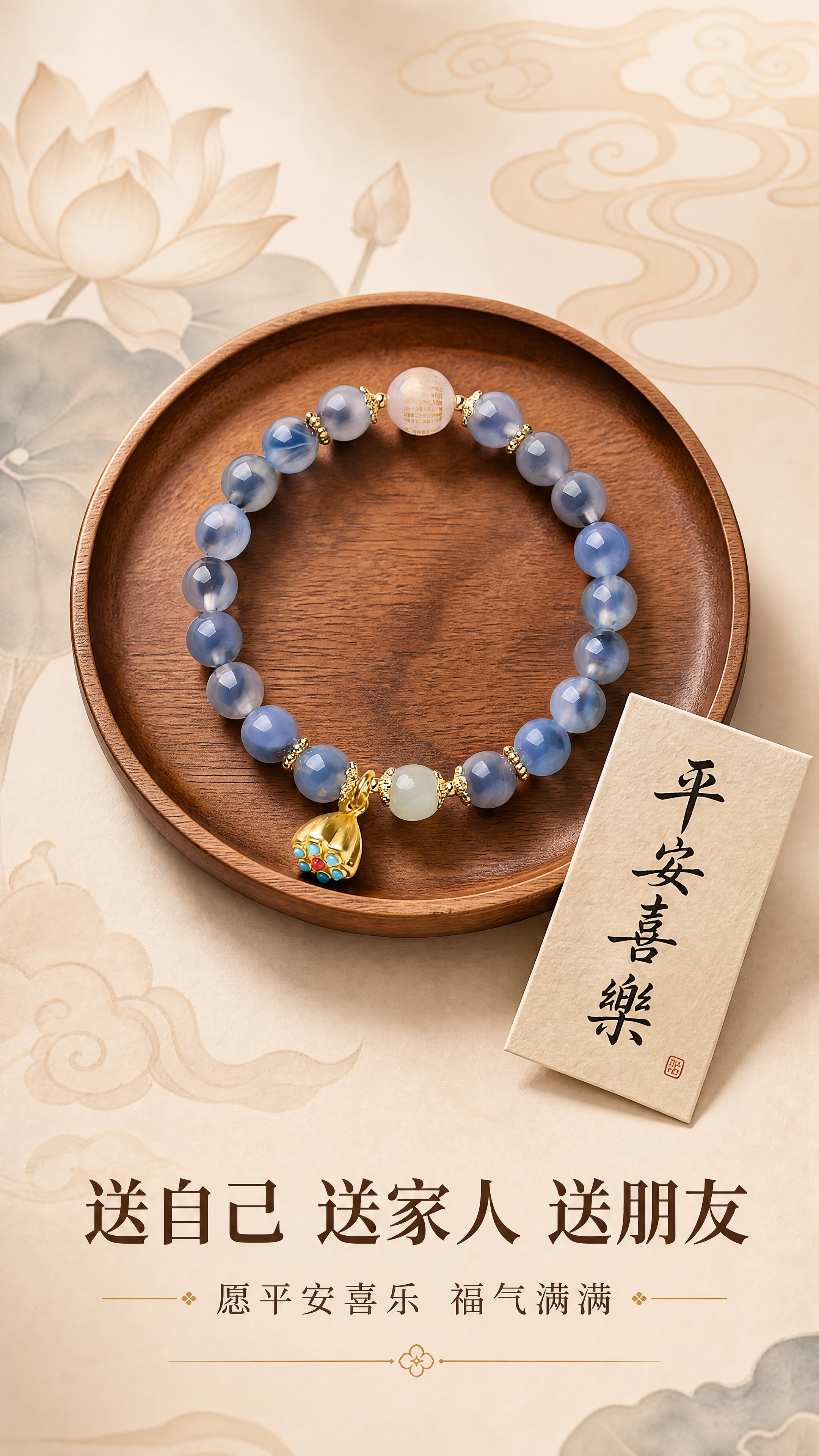 [商品] 使用【图1】蓝糖心玛瑙心经手串；保留完整结构、颜色、… - 图片创意预览