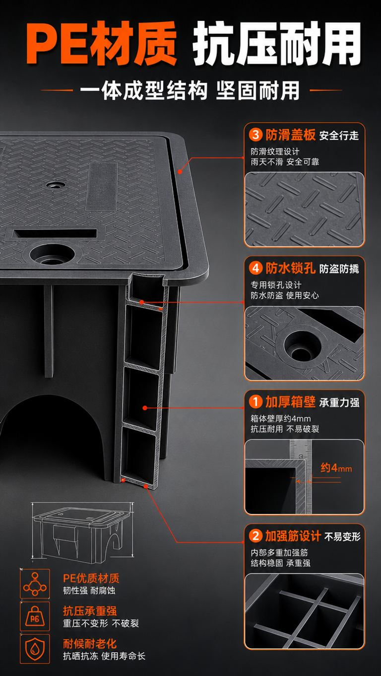 [商品] 使用【图1】黑色PE塑料地埋式水表箱；保留产品外观、… - 图片创意预览