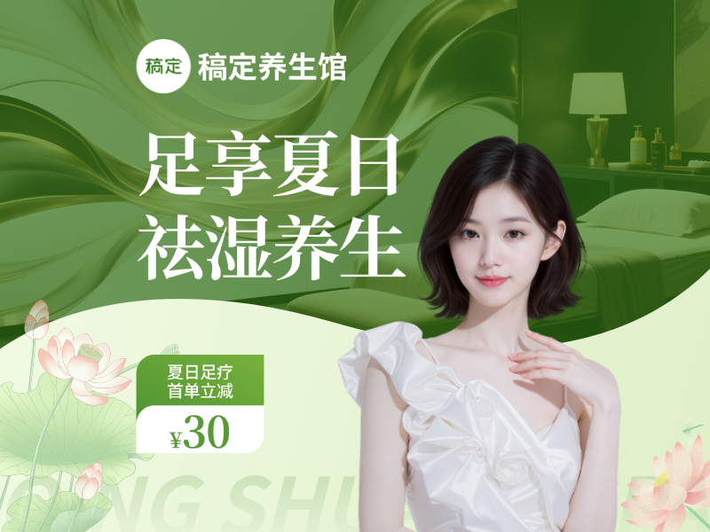 美团初夏足疗养生营销店铺头像高级夏季足疗养生美团店铺头像预览效果