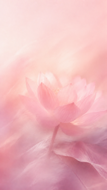 移除画面右上角多余的模糊荷花元素，仅保留画面中央这一朵完整的粉色荷花，维持原图柔粉渐变的朦胧动感模糊质感，保持整体柔粉色调和高级朦胧美学氛围，画面中不包含任何文字。预览效果