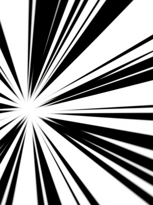 白色背景上，从中心向外呈放射状分布的多条锐利黑色线条，线条粗细不一、长度各异，整体形成强烈的速度感和爆发力的视觉效果，线条从中心向四周发散，具有明显的动态张力，黑白对比鲜明，构图简洁有力，充满动感和冲击力。预览效果