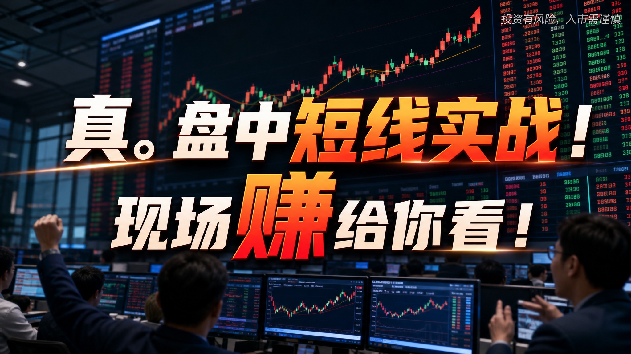 金融公众号封面图，16:9横版比例，背景为股票交易大厅实盘场景… - 图片创意预览