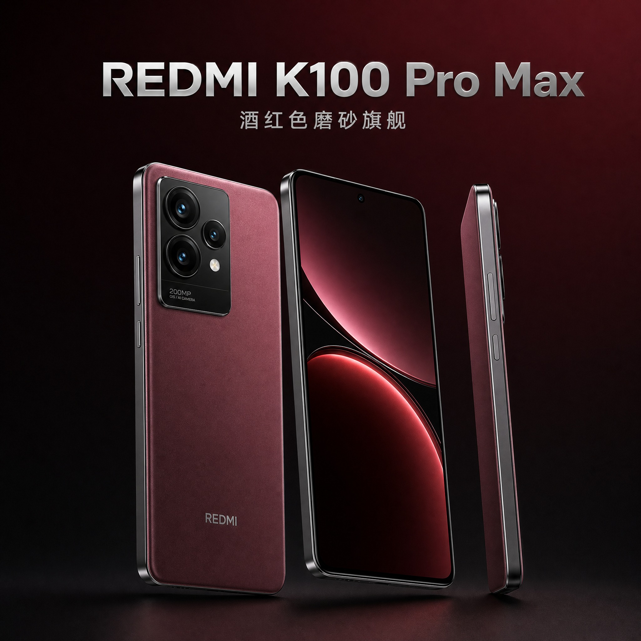 [主图-1] REDMI K100 Pro Max 酒红色磨砂… - 图片创意预览
