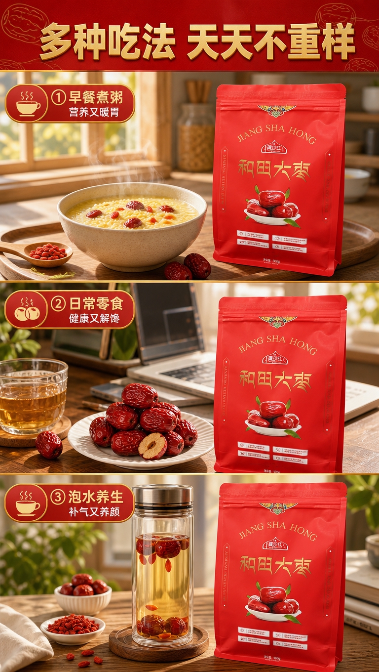 [商品] 使用【图1】【图2】疆沙红和田大枣红色包装袋；保留包… - 图片创意预览