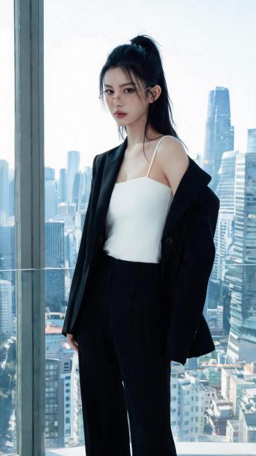 参考图中人物的五官特征，生成该人物全身站立的照片，保持人物相貌一致，全身完整呈现预览效果