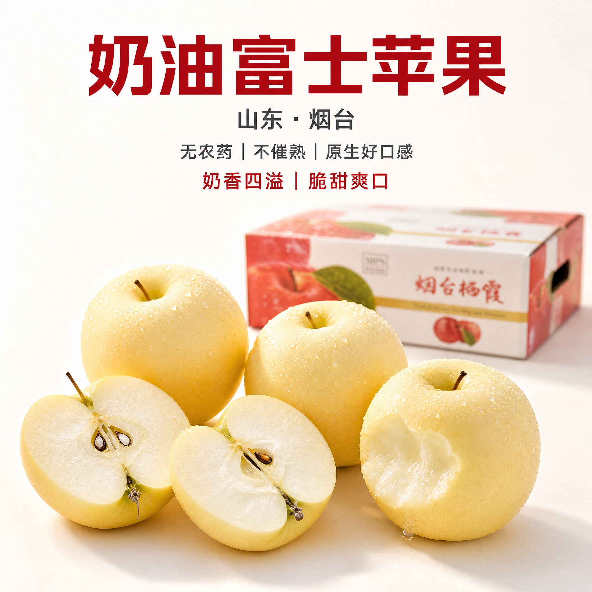 [主图-1] 三角形+留白构图，展示山东烟台奶油富士苹果的整体… - 图片创意预览