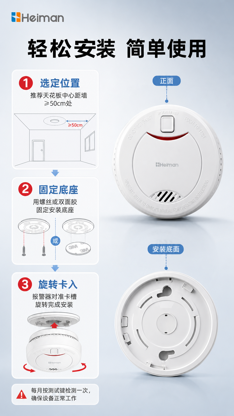 [商品] 使用【图1】底部左款海曼烟雾报警器（带测试按钮+红色… - 图片创意预览