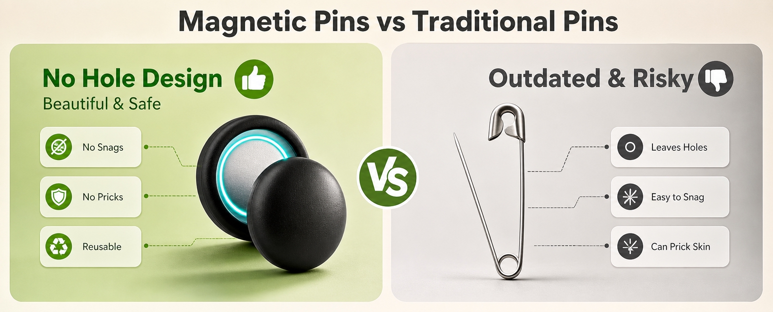 [商品] 使用【图3】黑色磁吸扣与传统别针对比素材；保留磁吸扣… - 图片创意预览