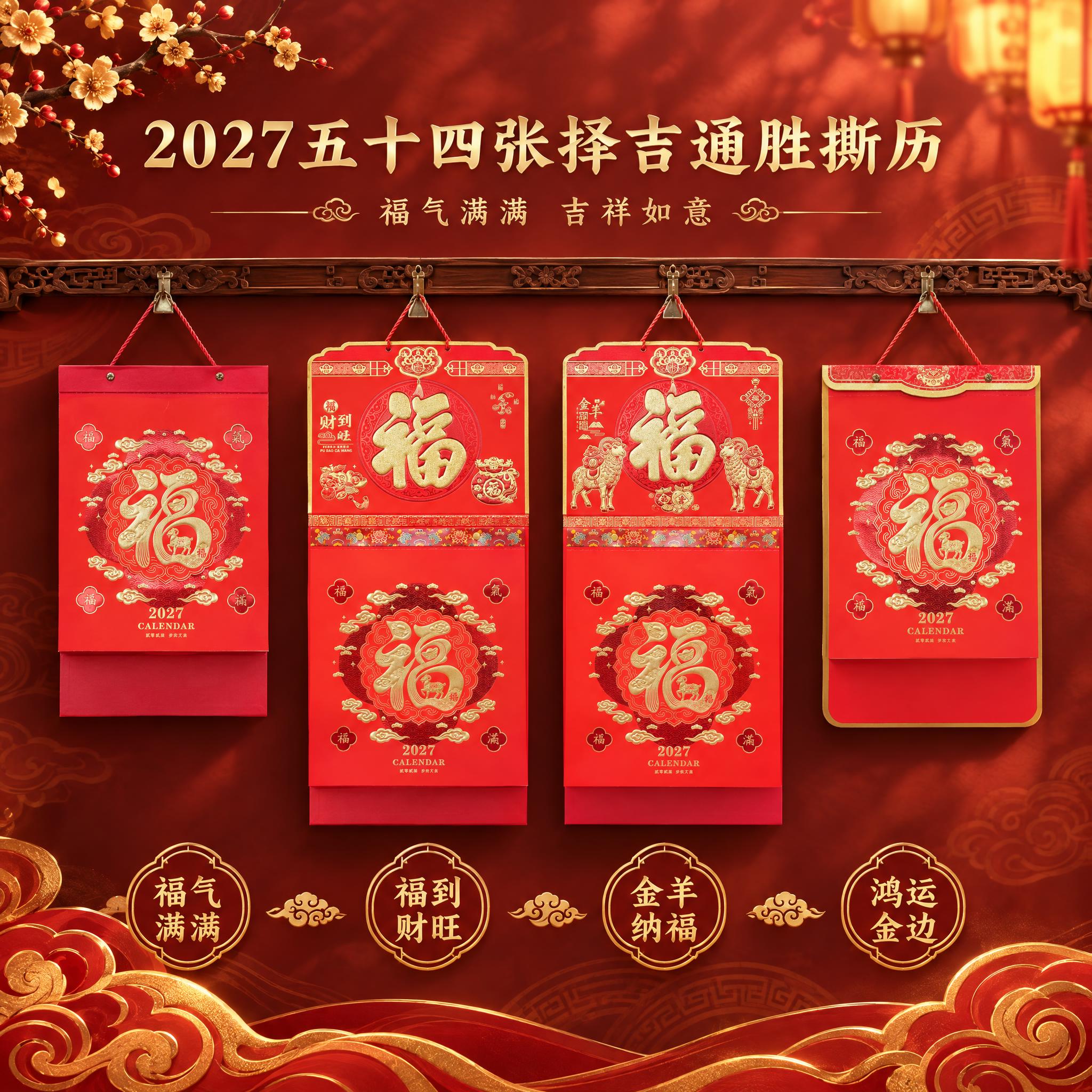 仅替换背景，四款撕历挂历必须100%保留原图的所有细节，包括每… - 图片创意预览