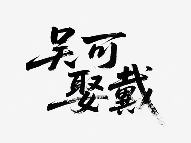 文案“吴可娶戴”，黑色字体，自然的笔触和飞白，飘逸洒脱，纯白色背景，简约高级，手写创意感，