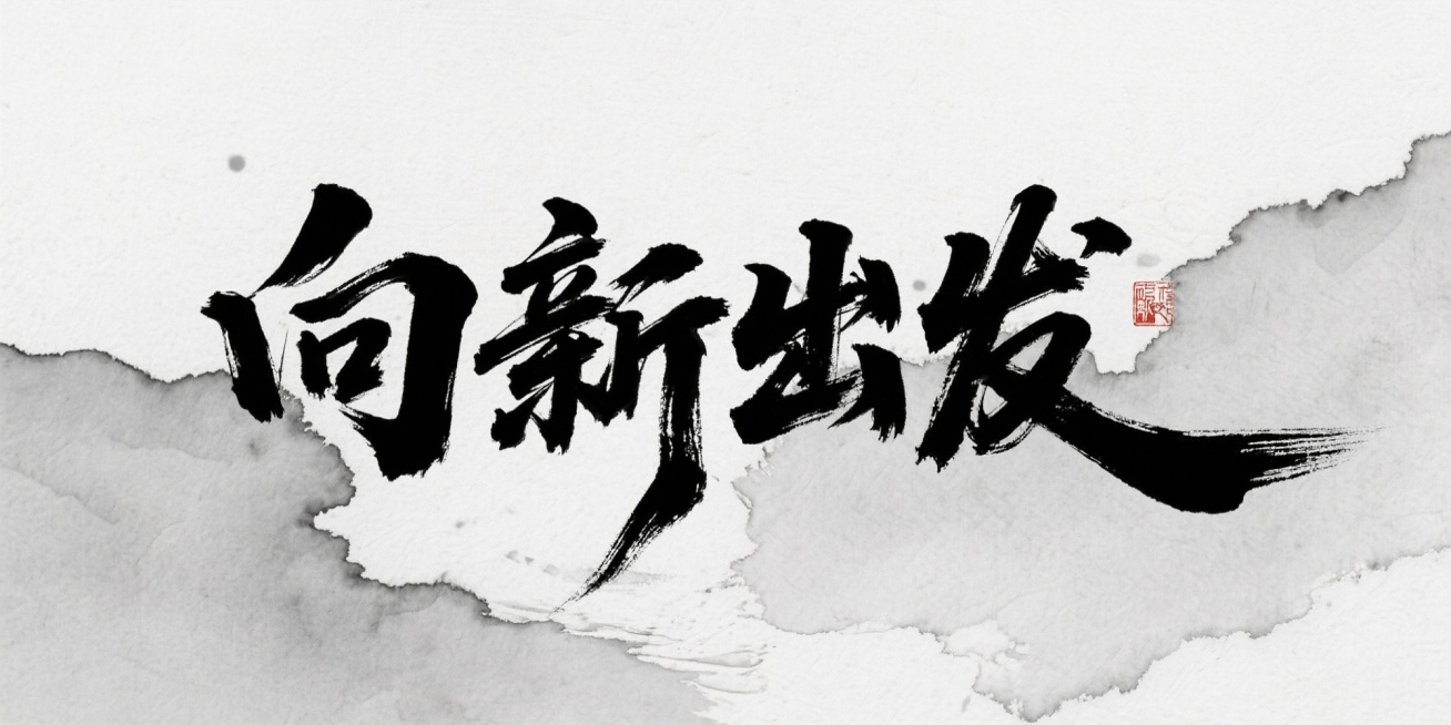 书法字体呈现文字：向新出发预览效果