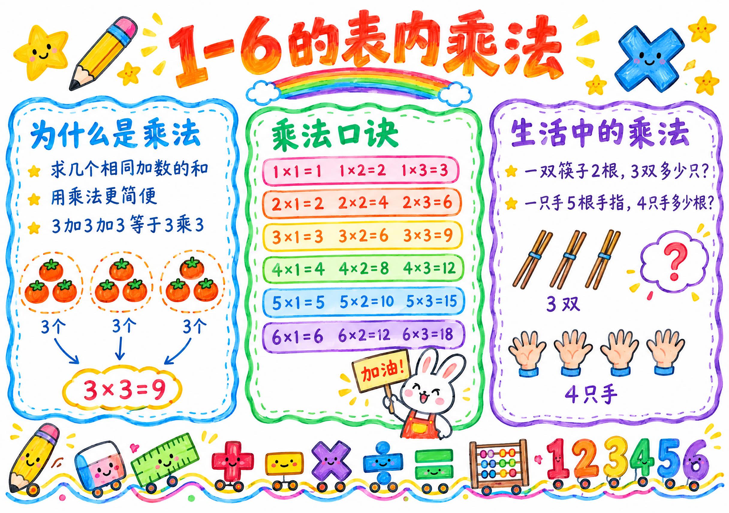A4横版数学手抄报，比例297:210，纯白色纸张背景，小学生… - 图片创意预览