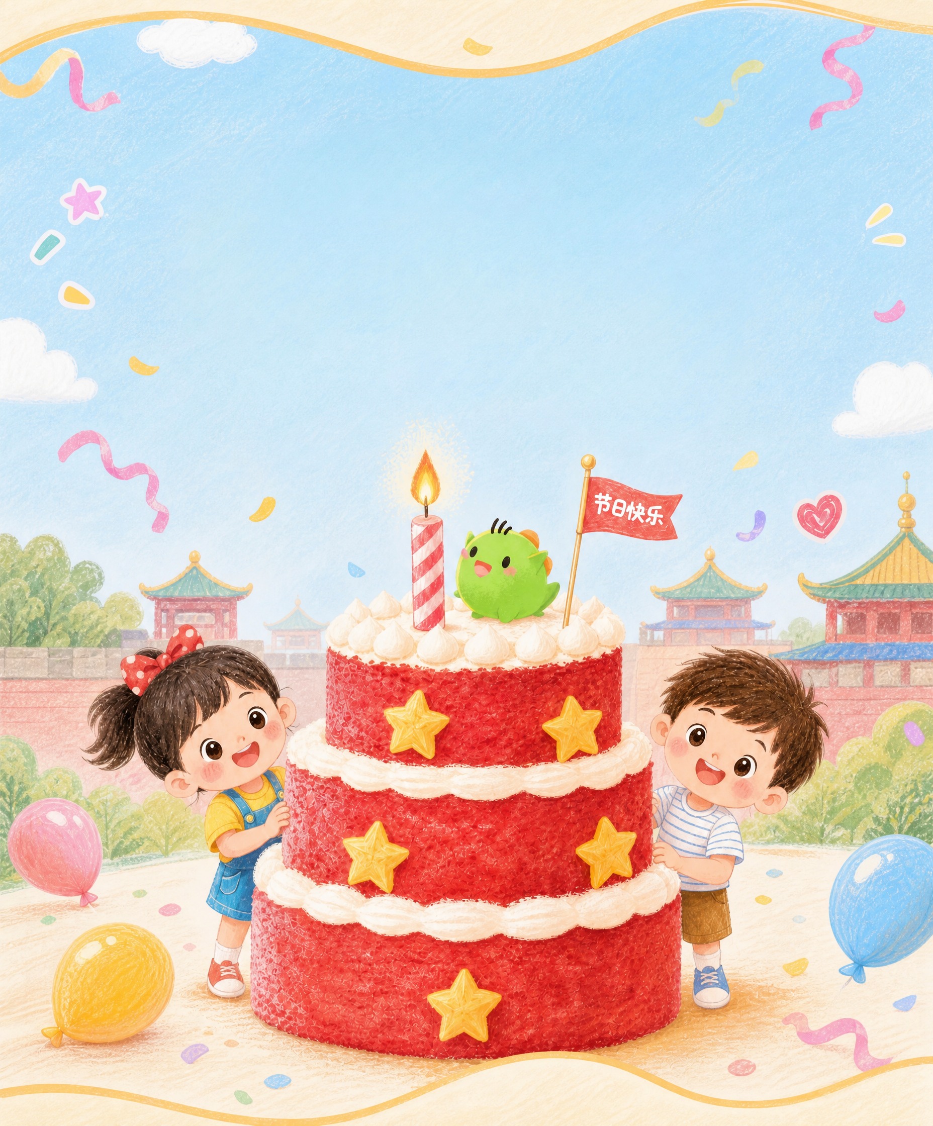儿童手绘水彩插画风格，节日陪娃灵感册头图banner，竖版75… - 图片创意预览