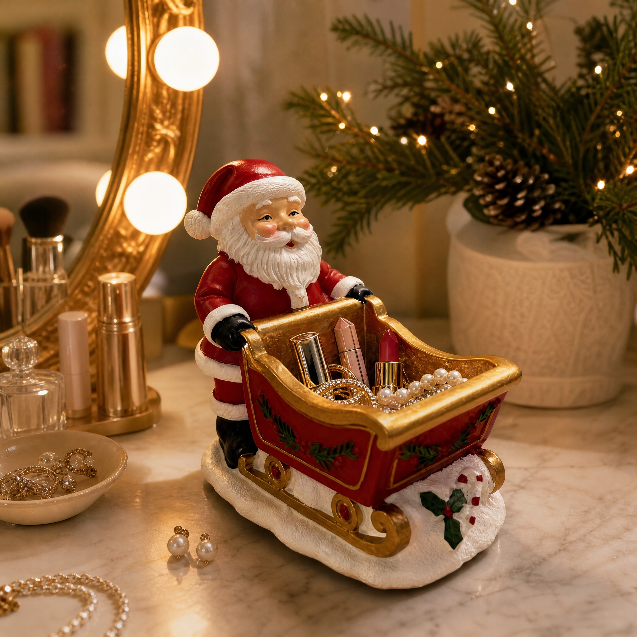 Santa sleigh resin figurine on… - 图片创意预览