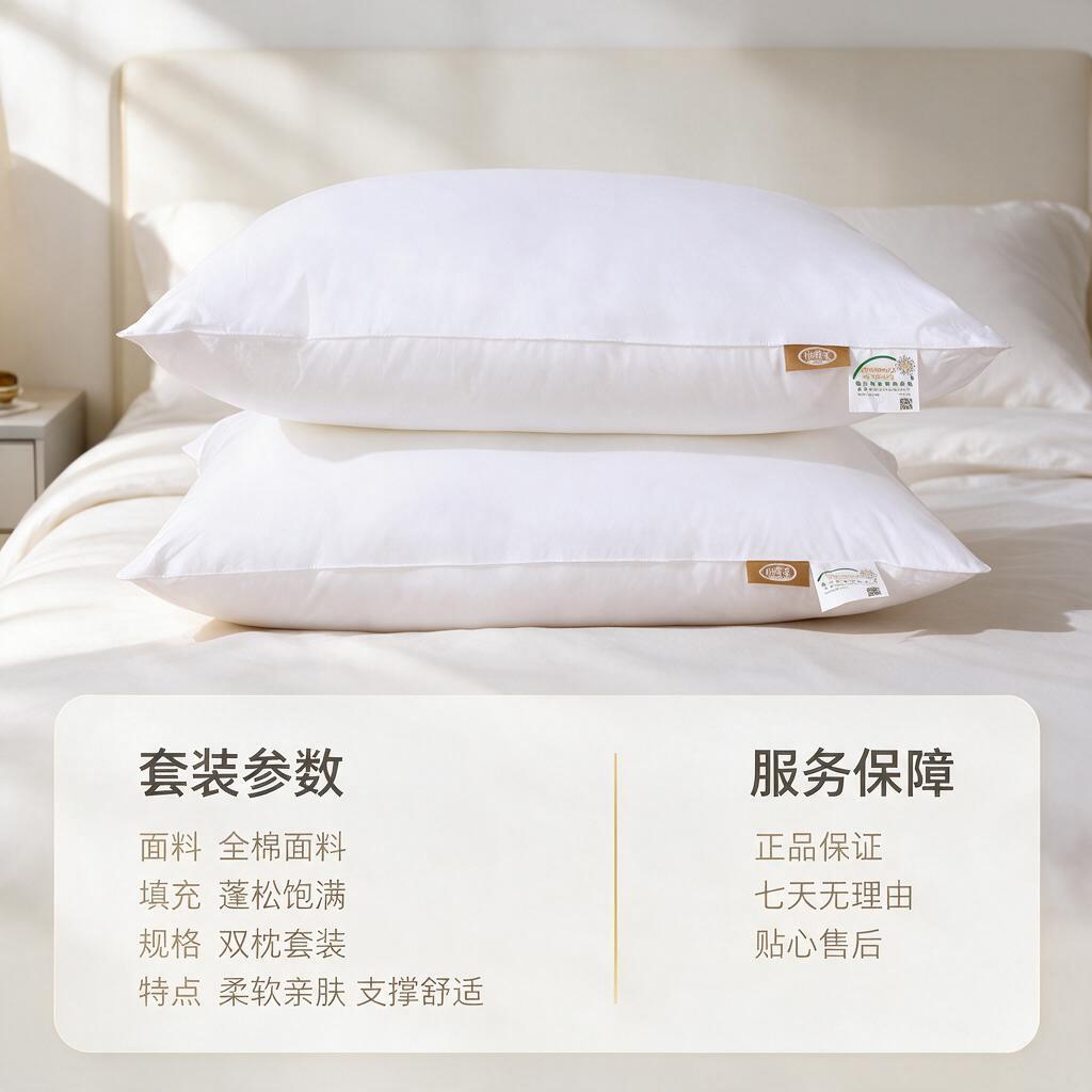 [主图-5] 双枕套装与规格服务 决策型主图 帮助用户快速了解… - 图片创意预览