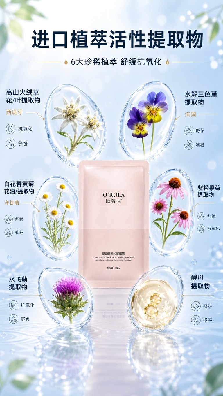 [商品] 使用【图2】欧若拉赋活密集沁润面膜单片，位于画面中心… - 图片创意预览
