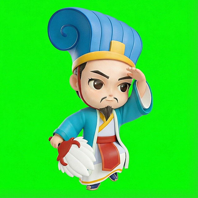 根据图中3D卡通人物，给我生成16个不同的动作，要求不改变主体形象和比例