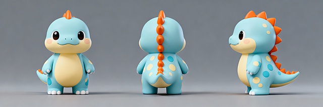 根据图片，画出小恐龙的正视背视侧视，三视图