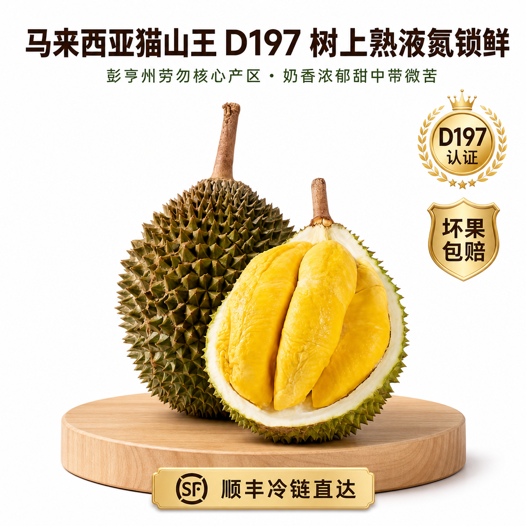 [单张主图] 马来西亚猫山王D197榴莲 高级氛围感主图，突出… - 图片创意预览