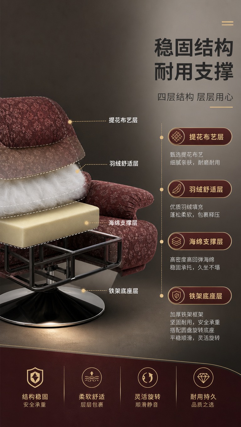[商品] 使用【图1】酒红色提花布艺单人旋转沙发椅；保留整体外… - 图片创意预览