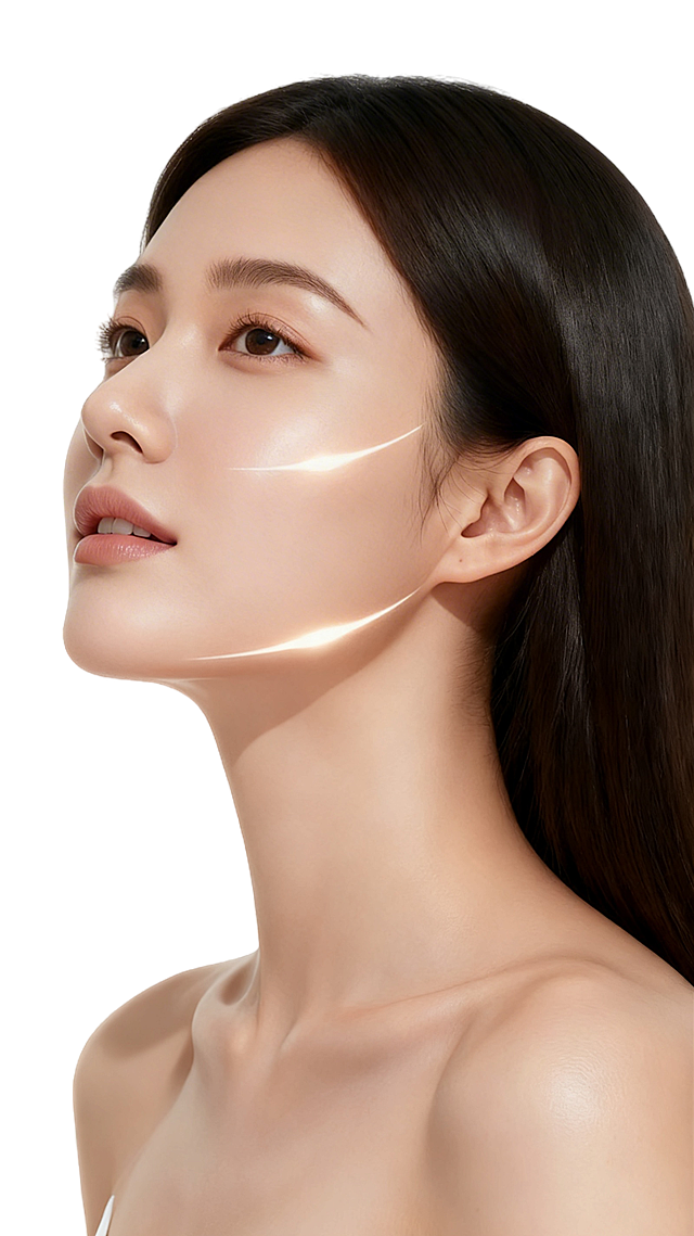 去除图中所有花瓣logo，保留人物原始皮肤质感和光影效果，保持整体画面自然不变