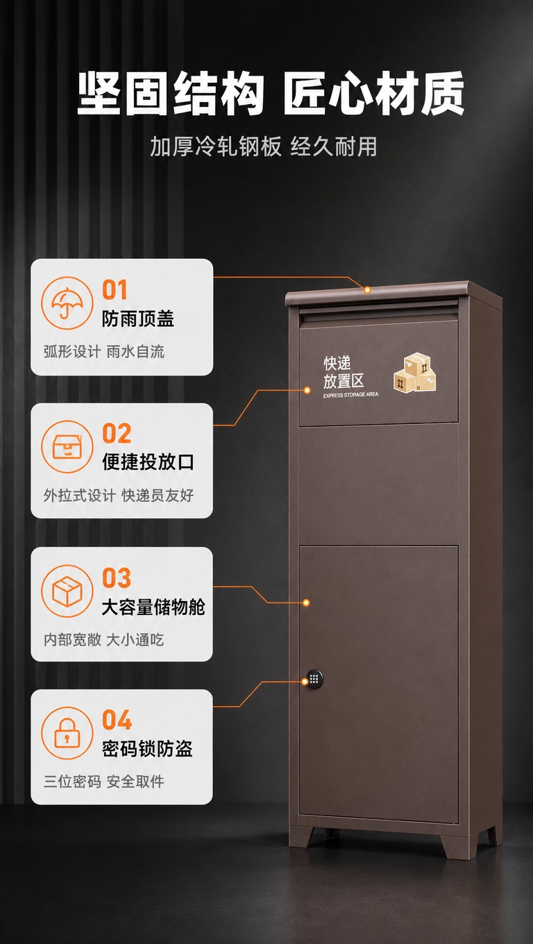 [商品] 使用【图1】咖啡色家用快递柜；保留整体立式长方体结构… - 图片创意预览