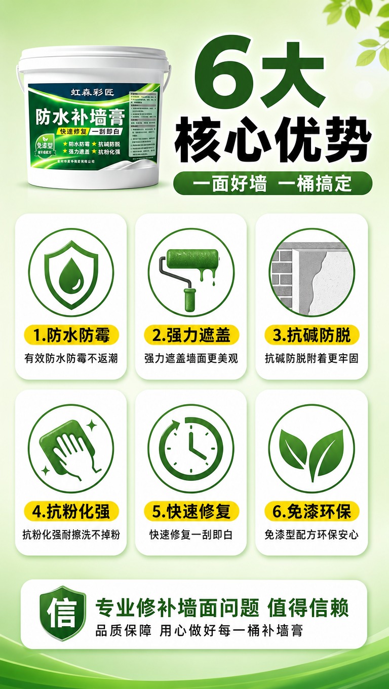 [商品] 使用【图1】虹森彩匠防水补墙膏白色桶装产品；保留桶身… - 图片创意预览