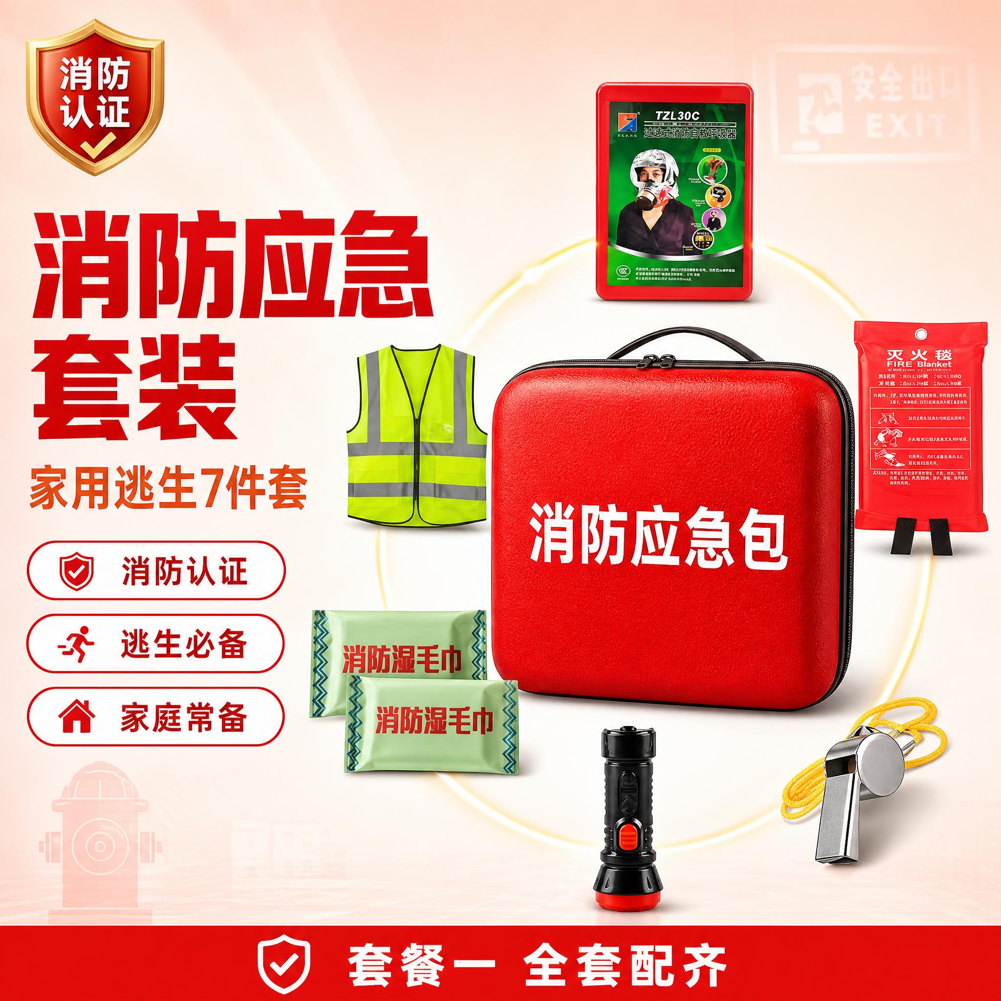 [单张主图] 消防认证应急套装（套餐一），爆款促销感主图路线，… - 图片创意预览